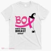 Boo Scare Away Breast Cancer Awareness Spooky T-Shirt thumb 0
