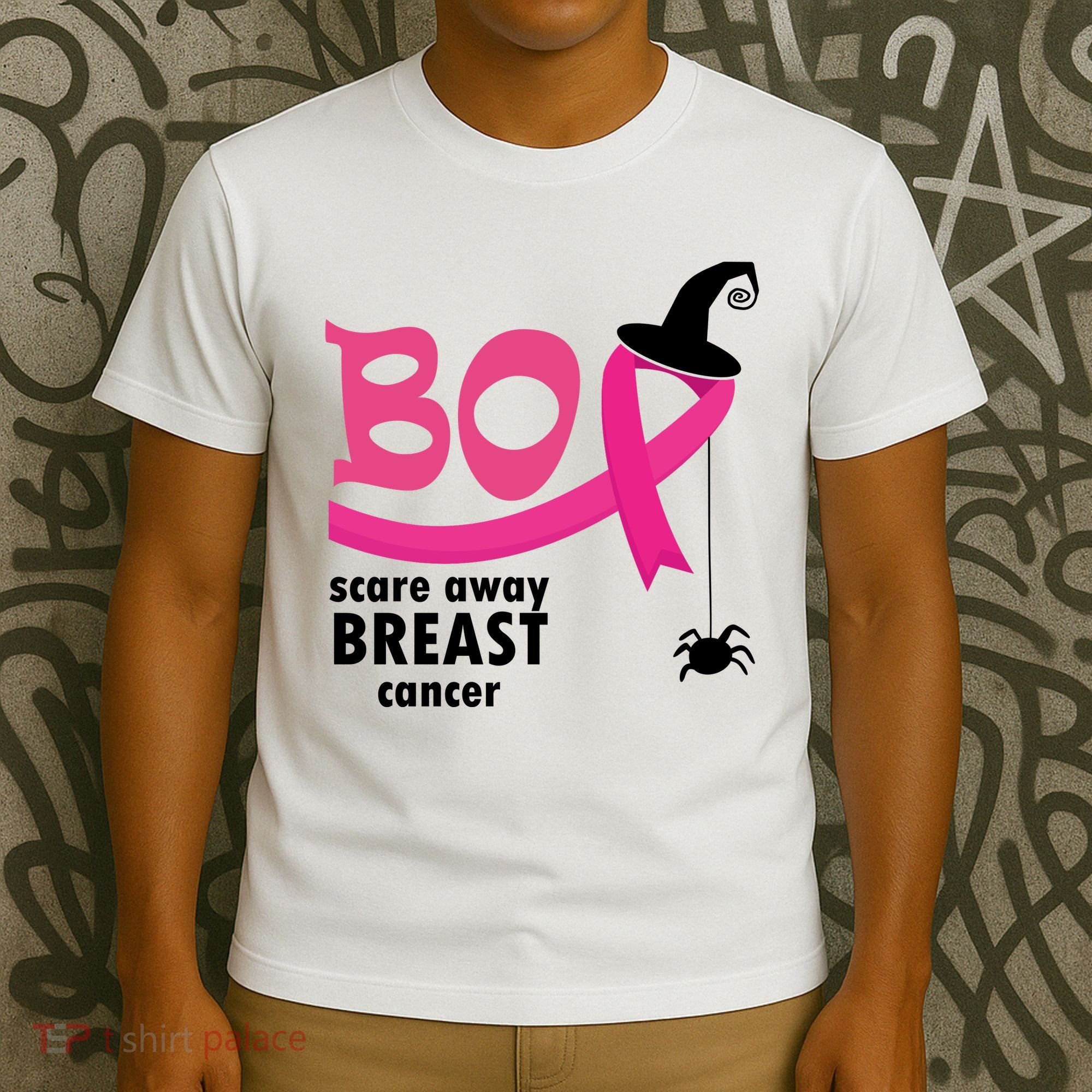 Boo Scare Away Breast Cancer Awareness Spooky T-Shirt