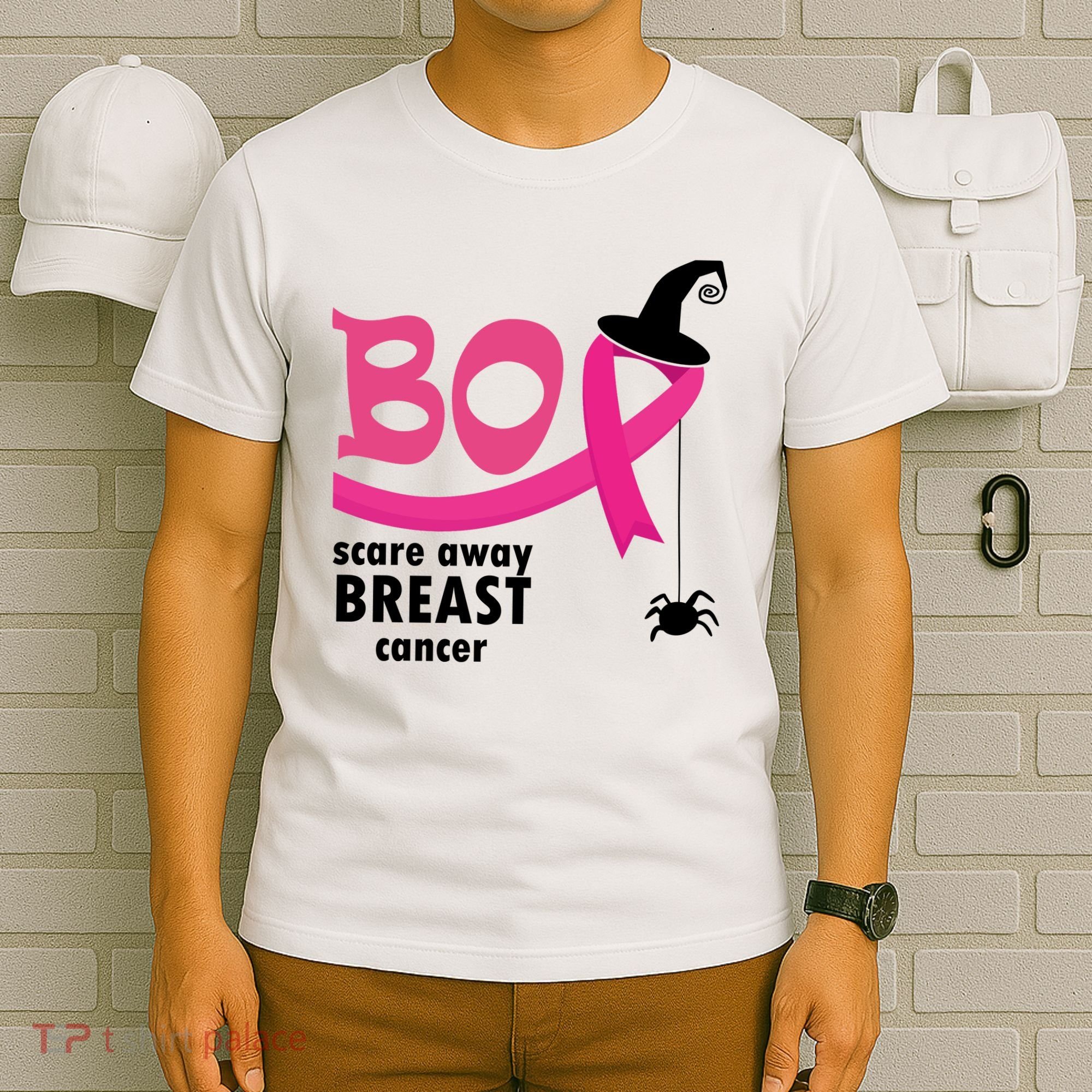 Boo Scare Away Breast Cancer Awareness Spooky T-Shirt