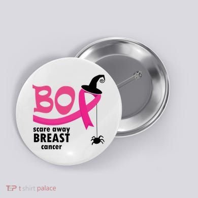 Boo Scare Away Breast Cancer Awareness Spooky Button