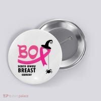 Boo Scare Away Breast Cancer Awareness Spooky Button thumb 0