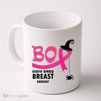 Boo Scare Away Breast Cancer Awareness Spooky Coffee Mug thumb 0