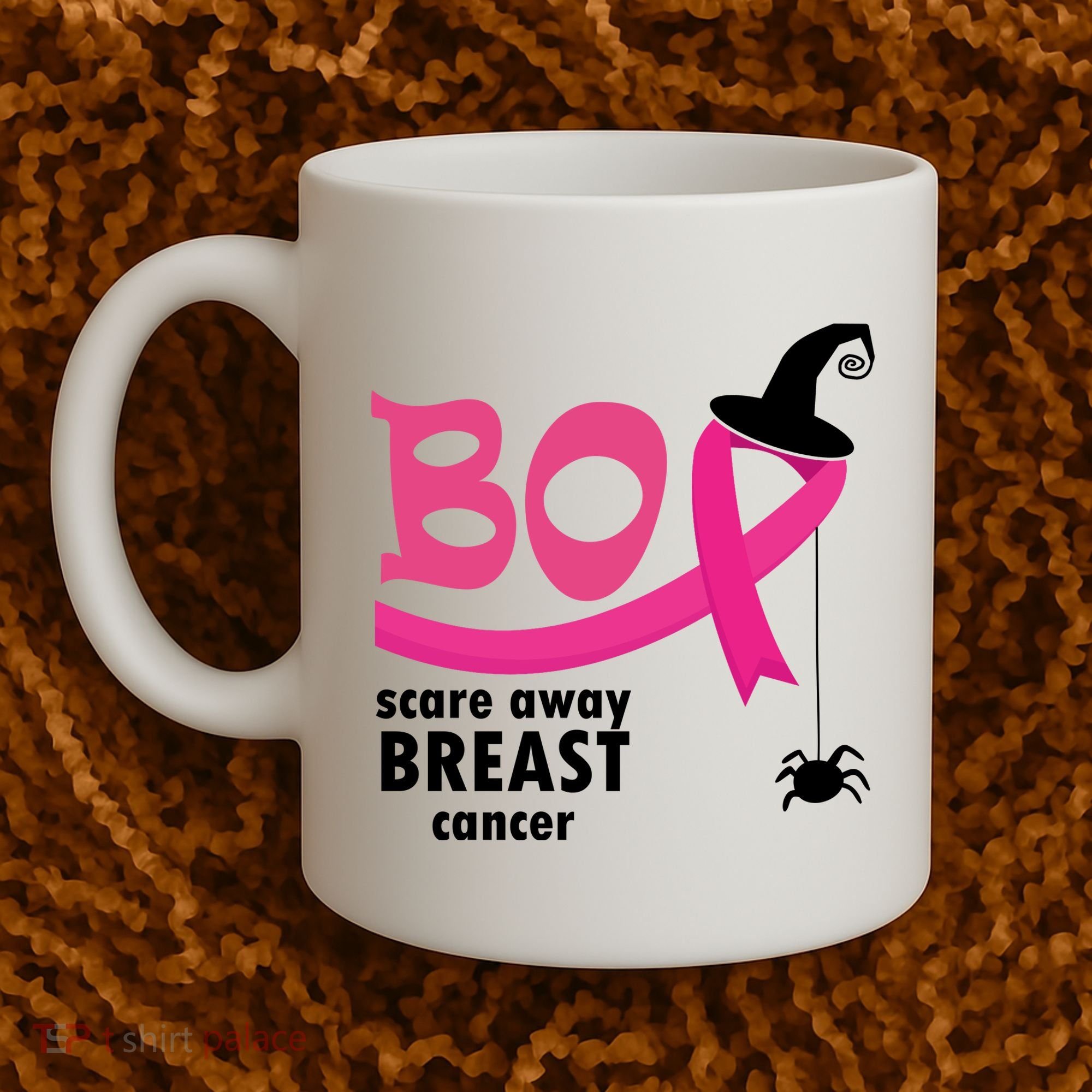 Boo Scare Away Breast Cancer Awareness Spooky Coffee Mug
