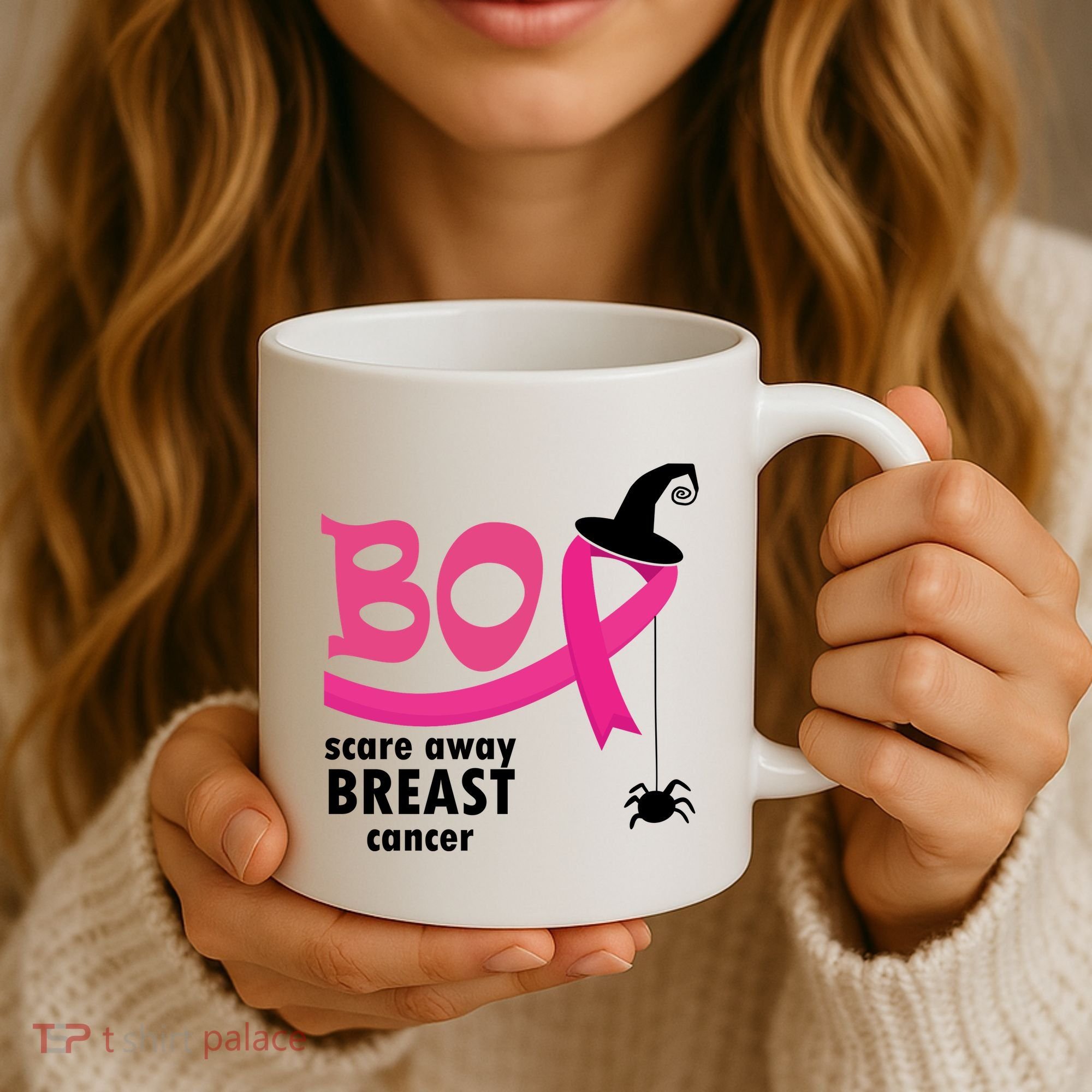 Boo Scare Away Breast Cancer Awareness Spooky Coffee Mug
