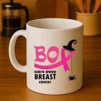 Boo Scare Away Breast Cancer Awareness Spooky Coffee Mug thumb 4