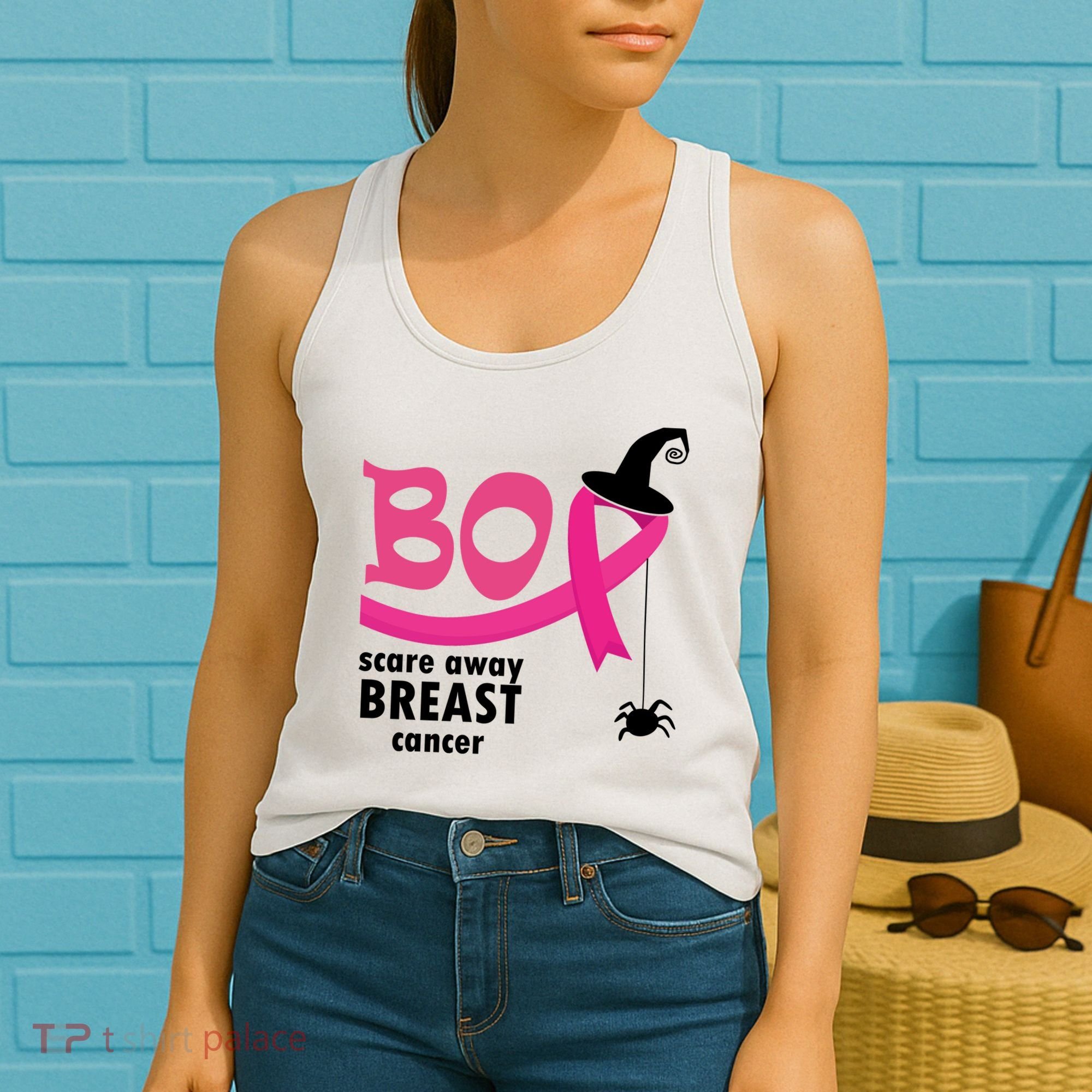 Boo Scare Away Breast Cancer Awareness Spooky Women's Tank Top