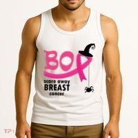Boo Scare Away Breast Cancer Awareness Spooky Tank Top thumb 3