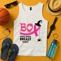 Boo Scare Away Breast Cancer Awareness Spooky Tank Top thumb 4