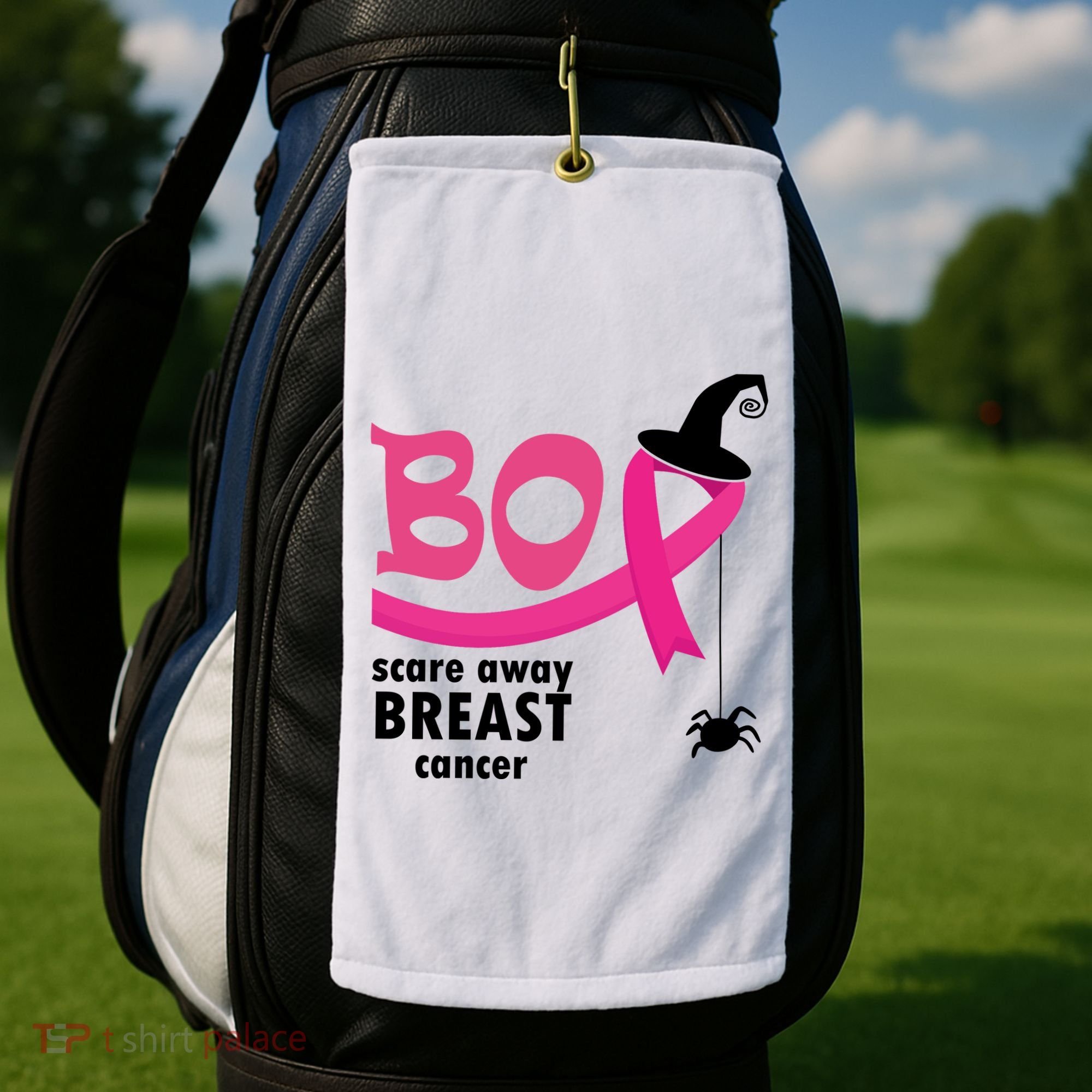 Boo Scare Away Breast Cancer Awareness Spooky Golf Towel