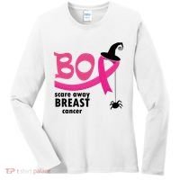 Boo Scare Away Breast Cancer Awareness Spooky Women's Long Sleeve Shirt thumb 0