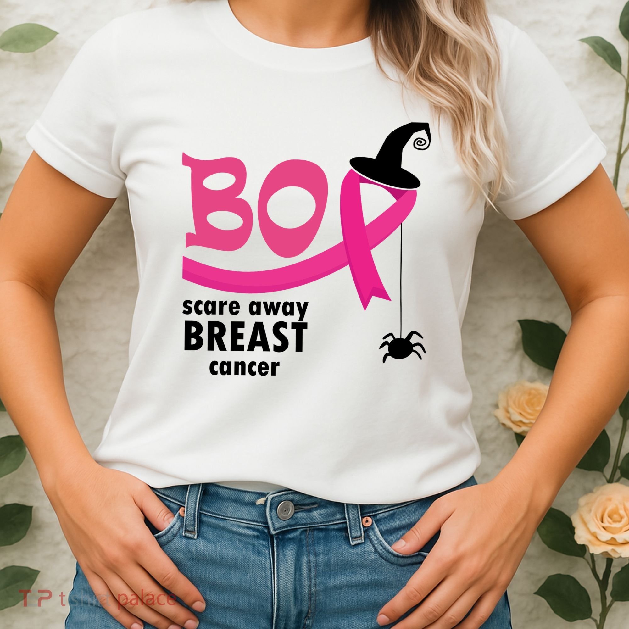 Boo Scare Away Breast Cancer Awareness Spooky Women's T-Shirt