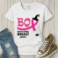 Boo Scare Away Breast Cancer Awareness Spooky Women's T-Shirt thumb 3