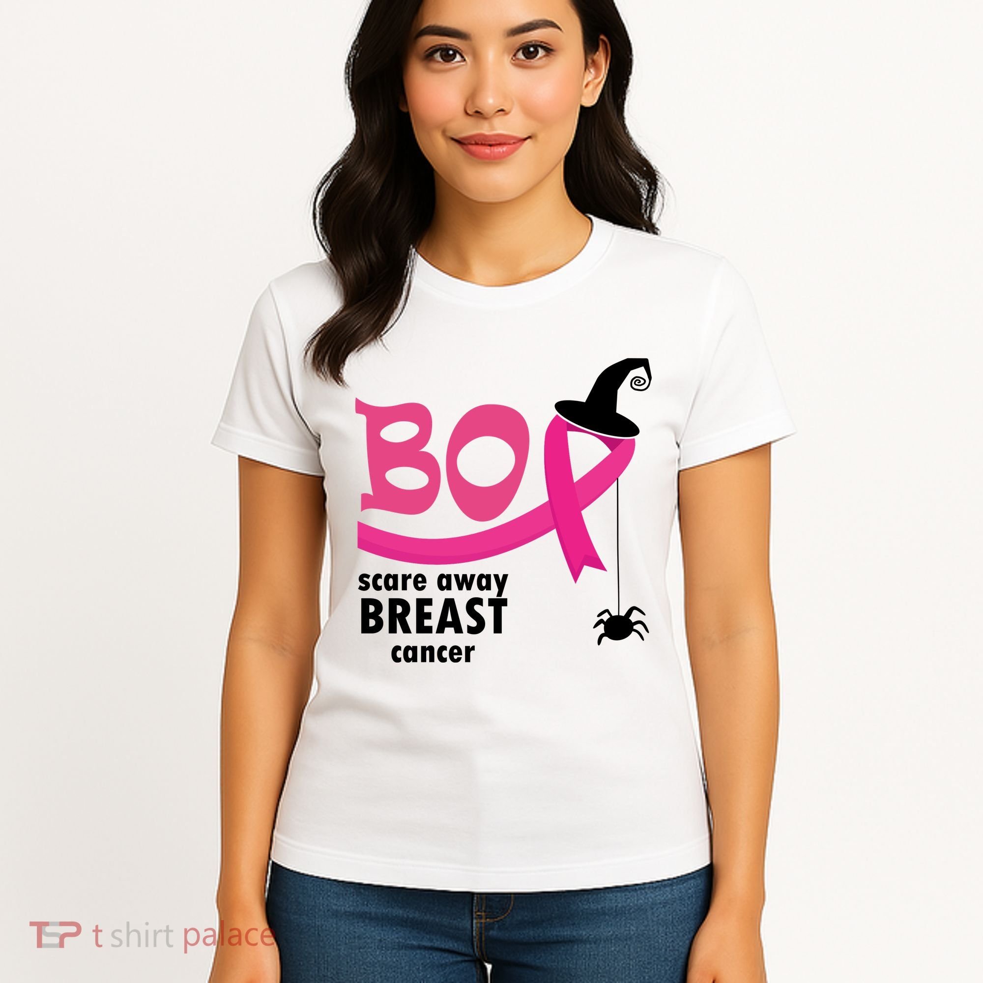 Boo Scare Away Breast Cancer Awareness Spooky Women's T-Shirt