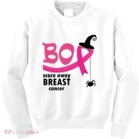 Boo Scare Away Breast Cancer Awareness Spooky Kids Sweatshirt thumb 0