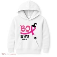 Boo Scare Away Breast Cancer Awareness Spooky Kids Hoodie thumb 0