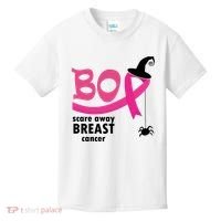 Boo Scare Away Breast Cancer Awareness Spooky Kids T-Shirt thumb 0
