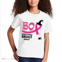 Boo Scare Away Breast Cancer Awareness Spooky Kids T-Shirt thumb 2