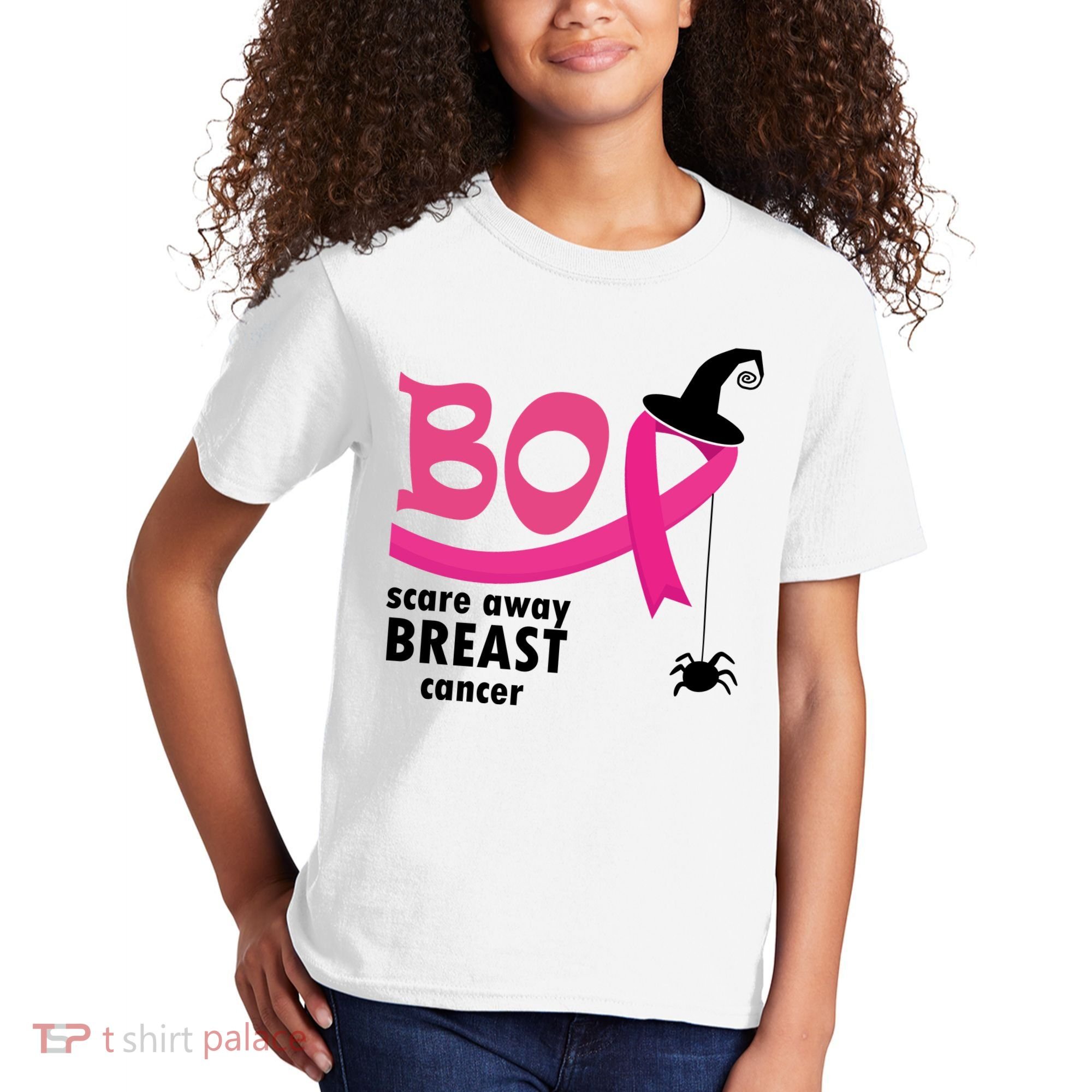 Boo Scare Away Breast Cancer Awareness Spooky Kids T-Shirt