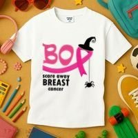 Boo Scare Away Breast Cancer Awareness Spooky Kids T-Shirt thumb 3