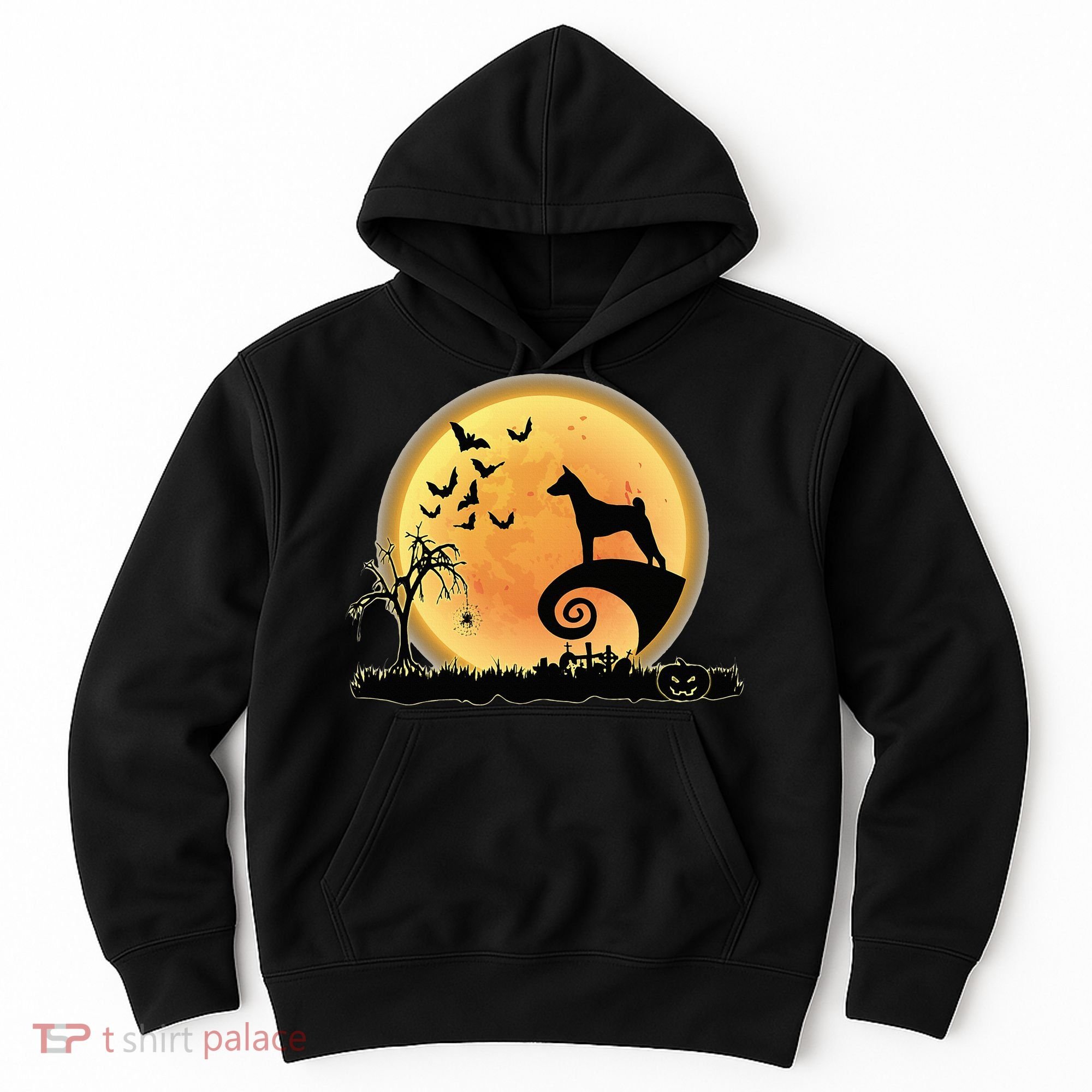 Basenji Scary And Moon Funny Dog Halloween Costume Hoodie