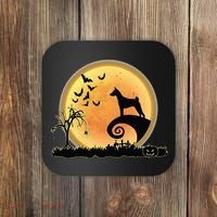 Basenji Scary And Moon Funny Dog Halloween Costume Coaster thumb 0