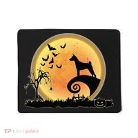 Basenji Scary And Moon Funny Dog Halloween Costume Mousepad thumb 0