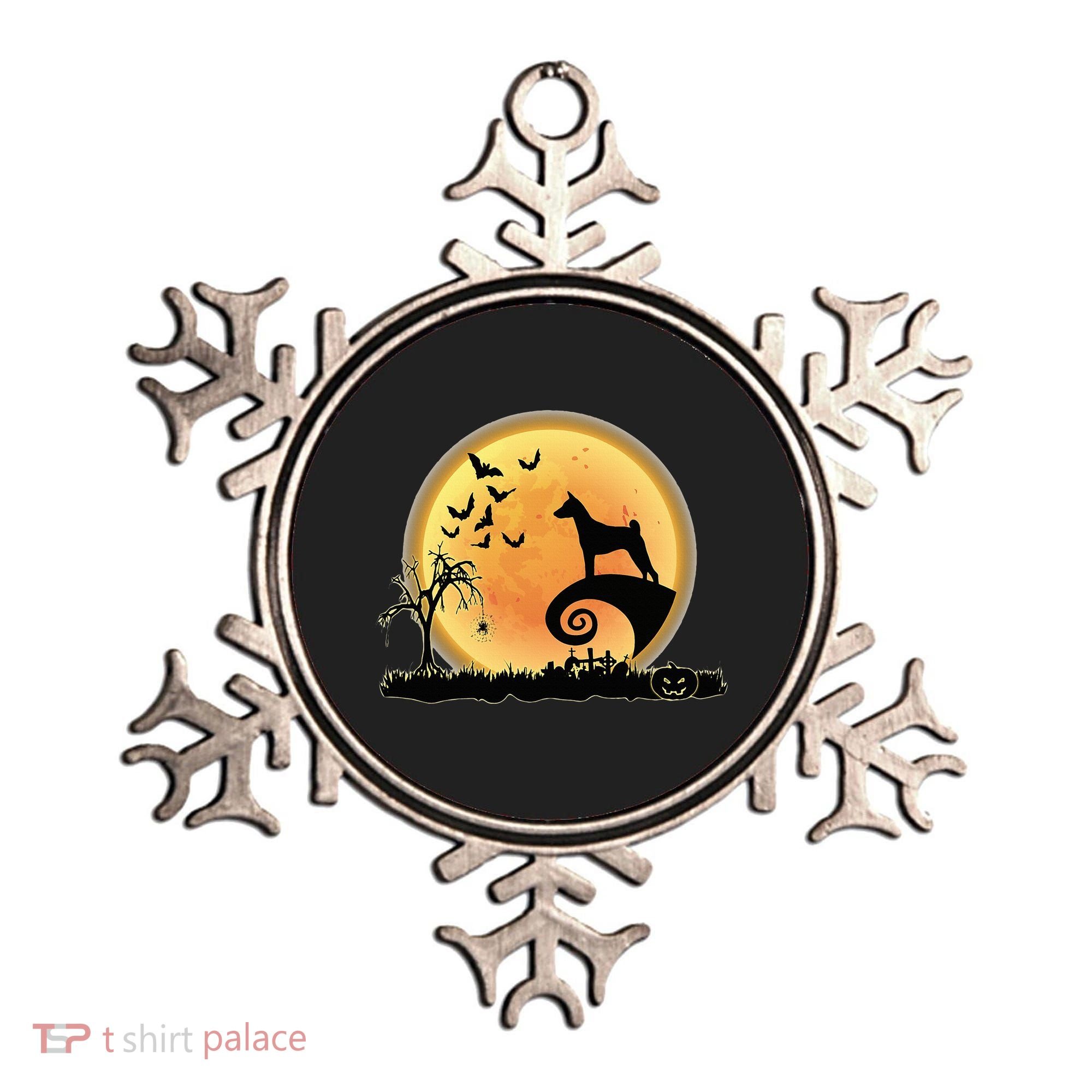 Basenji Scary And Moon Funny Dog Halloween Costume Ornament