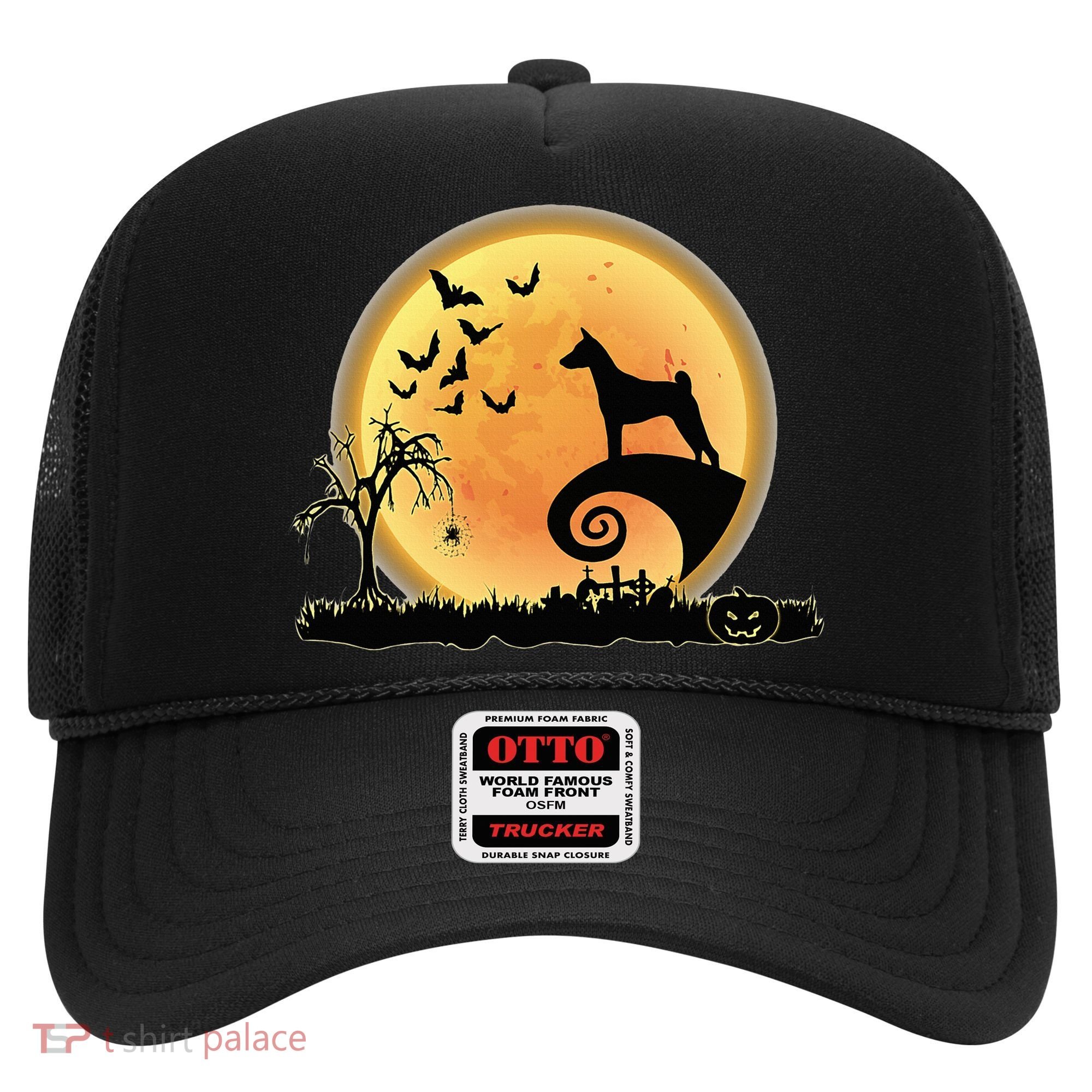 Basenji Scary And Moon Funny Dog Halloween Costume Hat