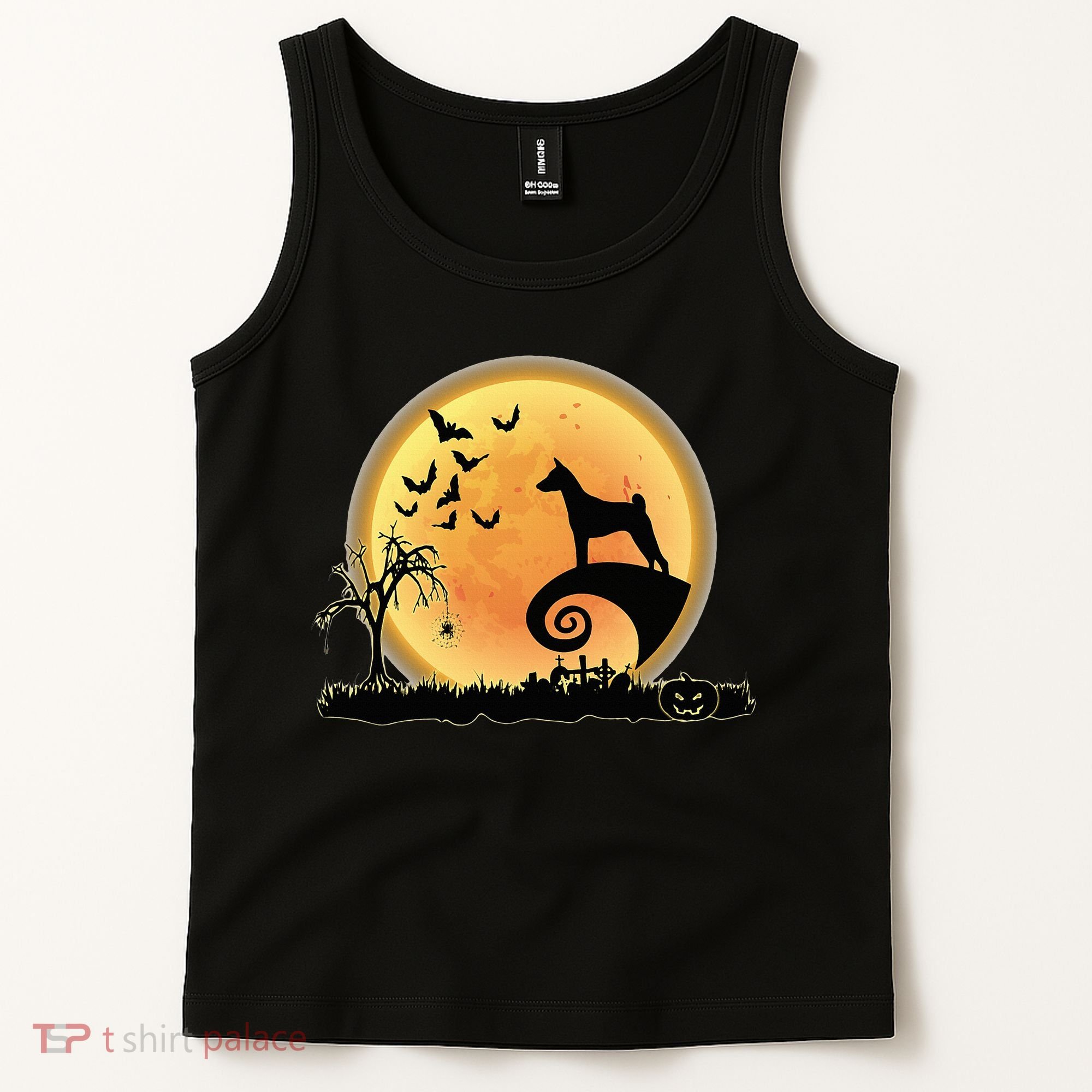 Basenji Scary And Moon Funny Dog Halloween Costume Tank Top