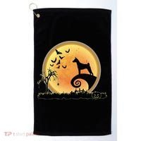 Basenji Scary And Moon Funny Dog Halloween Costume Golf Towel thumb 0