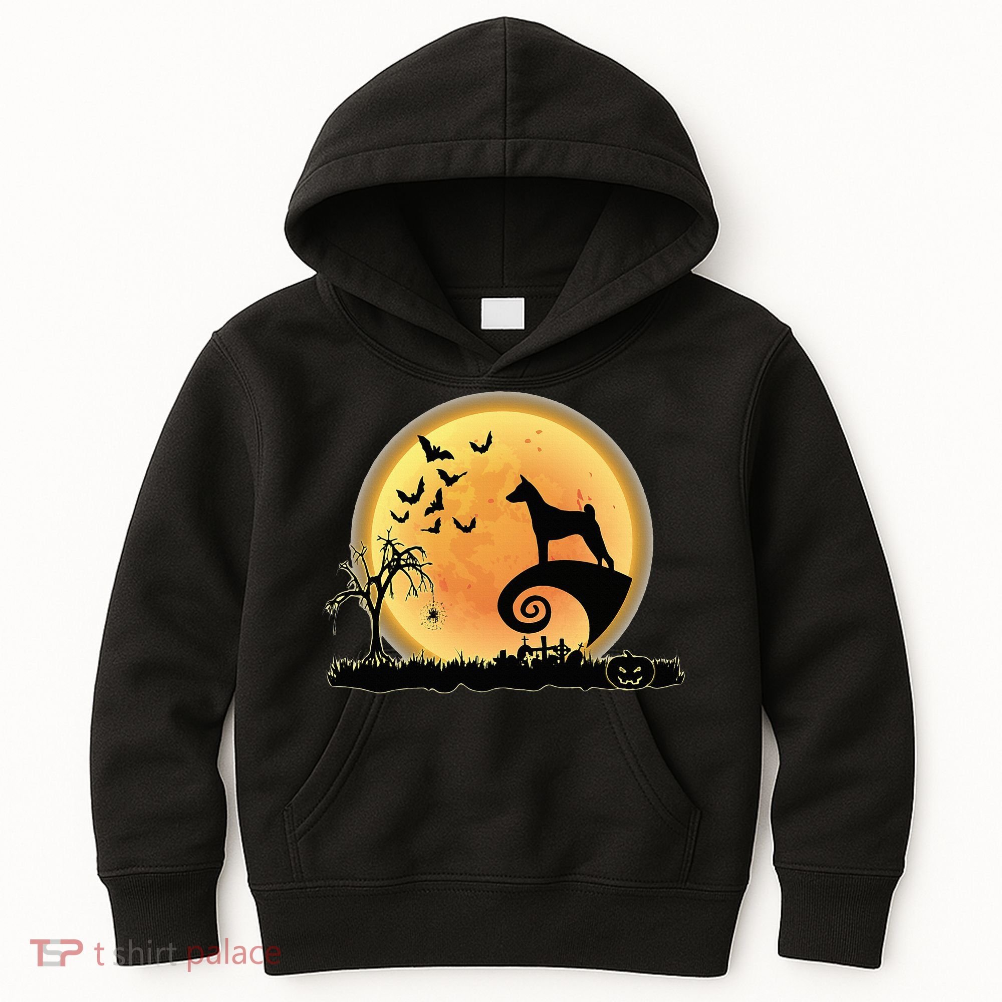 Basenji Scary And Moon Funny Dog Halloween Costume Kids Hoodie