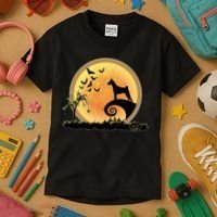 Basenji Scary And Moon Funny Dog Halloween Costume Kids T-Shirt thumb 3
