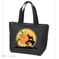 Basenji Scary And Moon Funny Dog Halloween Costume Tote Bag thumb 3