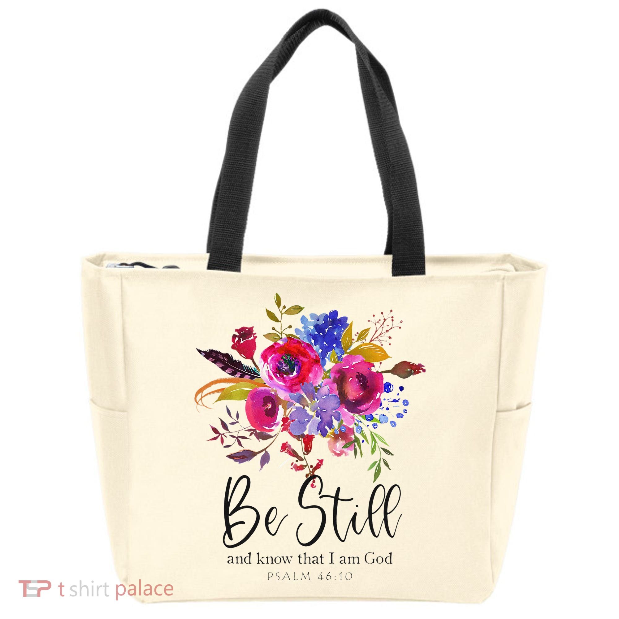Be Still and Know That I Am God Christian Bible Verse Quote Tote Bag