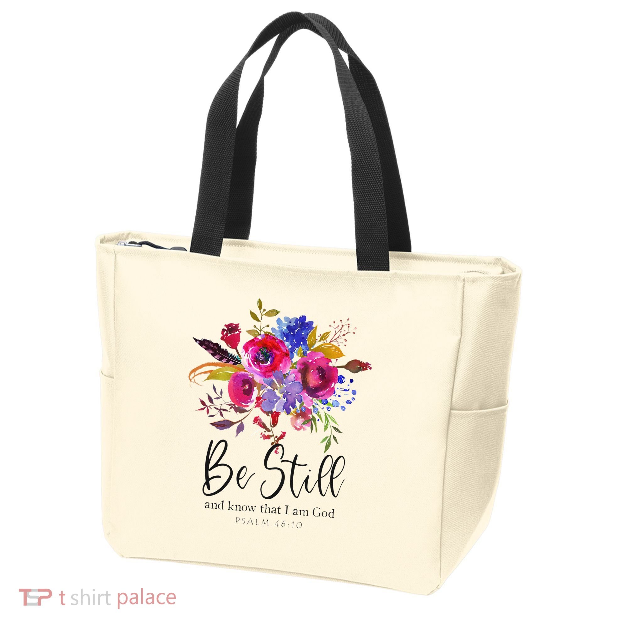 Be Still and Know That I Am God Christian Bible Verse Quote Tote Bag