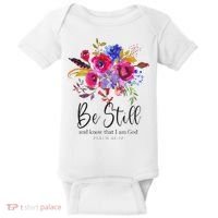Be Still and Know That I Am God Christian Bible Verse Quote Baby Bodysuit thumb 0