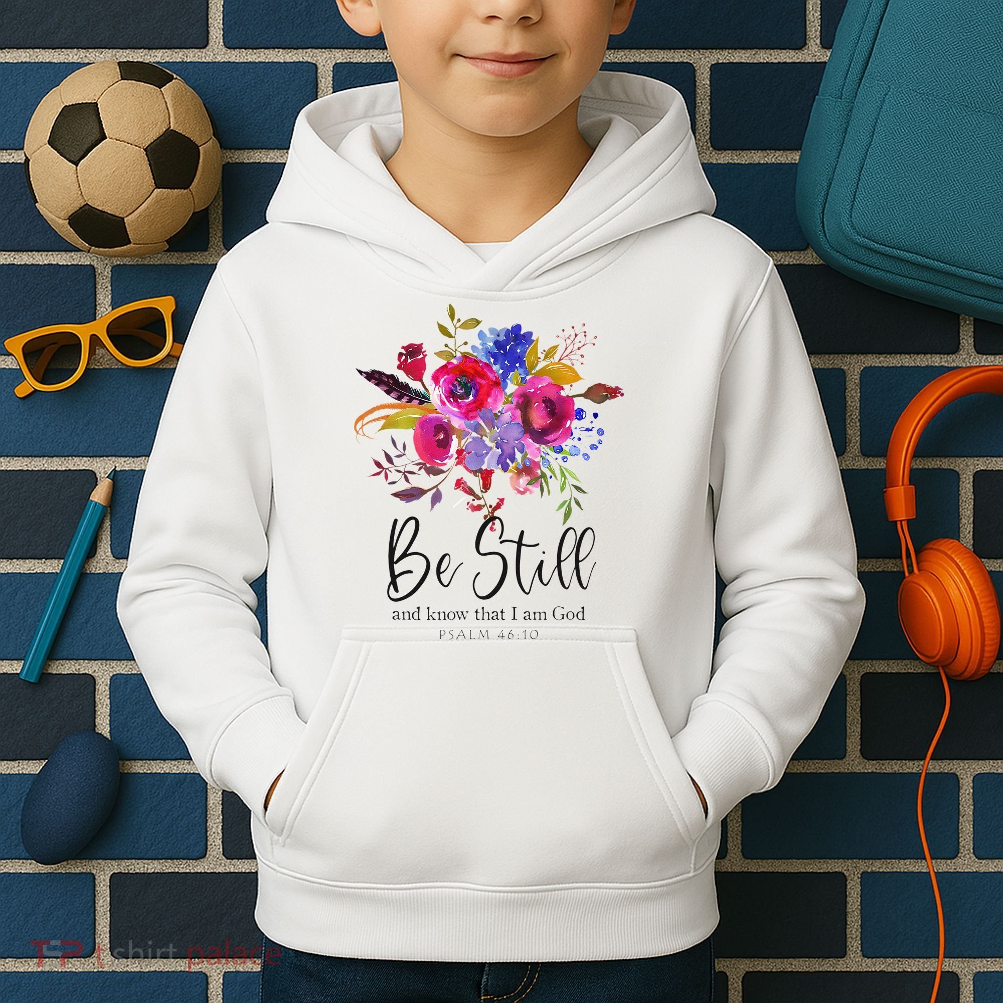 Be Still and Know That I Am God Christian Bible Verse Quote Kids Hoodie