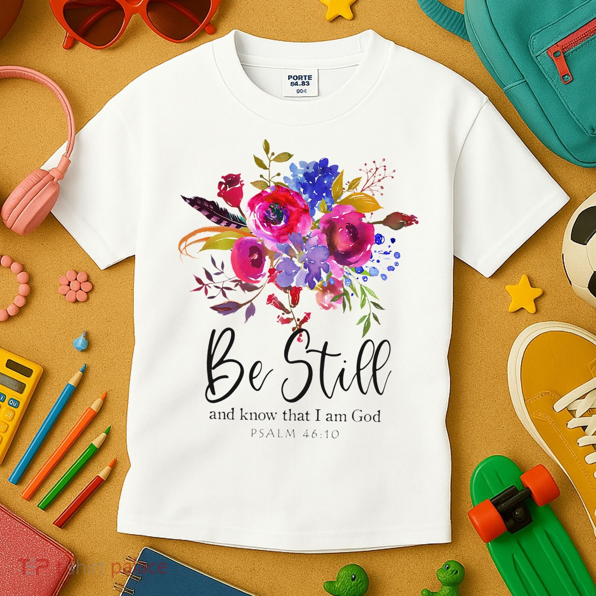 Be Still and Know That I Am God Christian Bible Verse Quote Kids T-Shirt