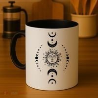 Boho Sun And Moon Celestial Crescent Moon Phases Funny Gift Men Women Coffee Mug thumb 4
