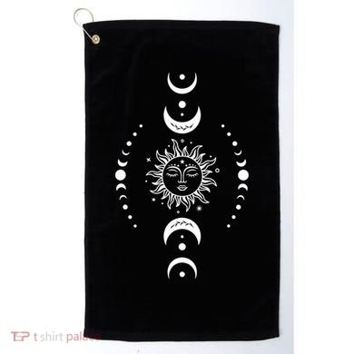 Boho Sun And Moon Celestial Crescent Moon Phases Funny Gift Men Women Golf Towel