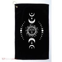 Boho Sun And Moon Celestial Crescent Moon Phases Funny Gift Men Women Golf Towel thumb 0