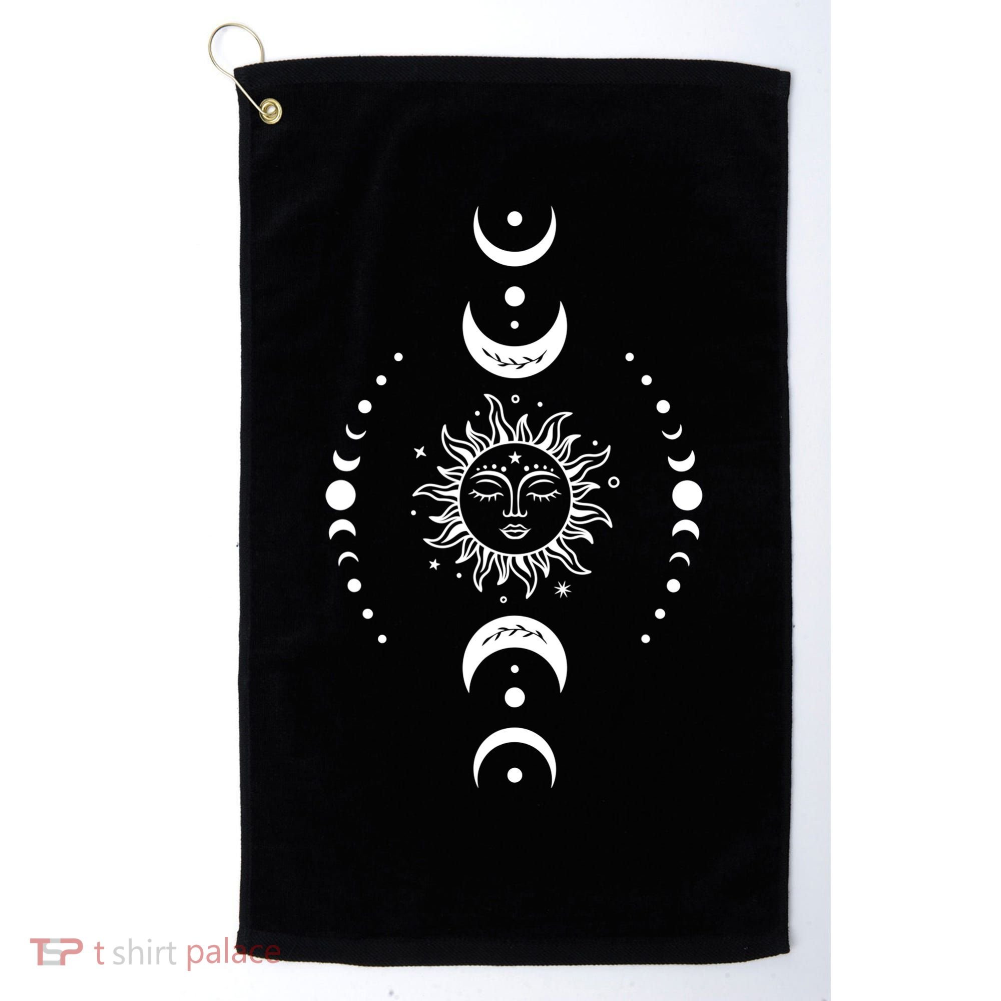 Boho Sun And Moon Celestial Crescent Moon Phases Funny Gift Men Women Golf Towel