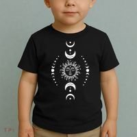 Boho Sun And Moon Celestial Crescent Moon Phases Funny Gift Men Women Toddler T-Shirt thumb 2