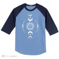 Boho Sun And Moon Celestial Crescent Moon Phases Funny Gift Men Women Raglan Baseball Sleeve Shirt thumb 0