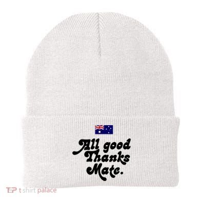 British Slogans All Good Thanks Mate Beanie