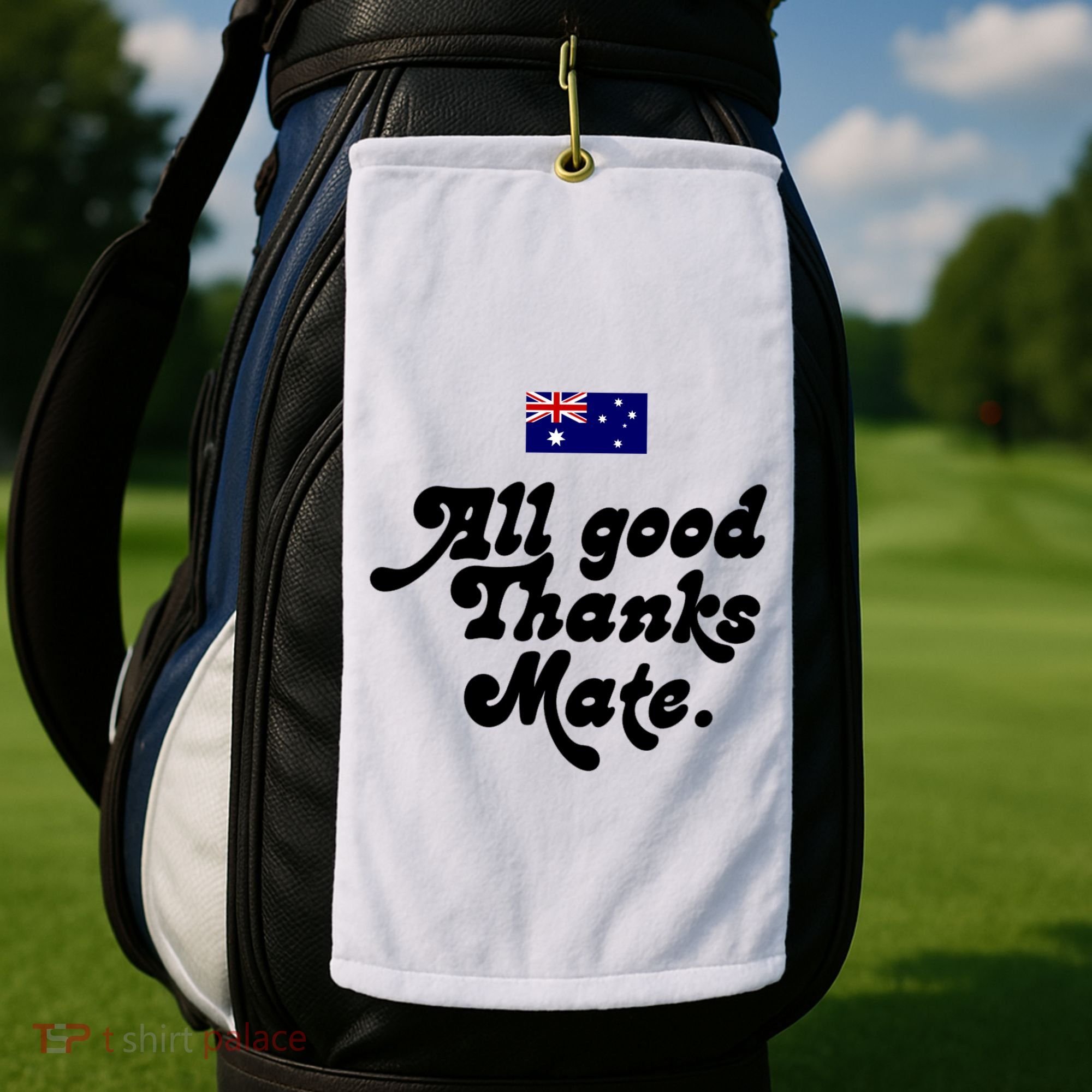 British Slogans All Good Thanks Mate Golf Towel
