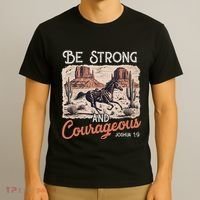Be Strong And Courageous Horse Western Christian Cowgirl T-Shirt thumb 3
