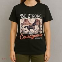 Be Strong And Courageous Horse Western Christian Cowgirl T-Shirt thumb 4