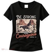 Be Strong And Courageous Horse Western Christian Cowgirl Women's T-Shirt thumb 0