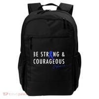 Be Strong And Courageous Colon Cancer Awareness Ribbon Gift Backpack thumb 0